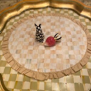 Mackenzie-Childs Parchment Check Round Fabric Ruffled Placemat
